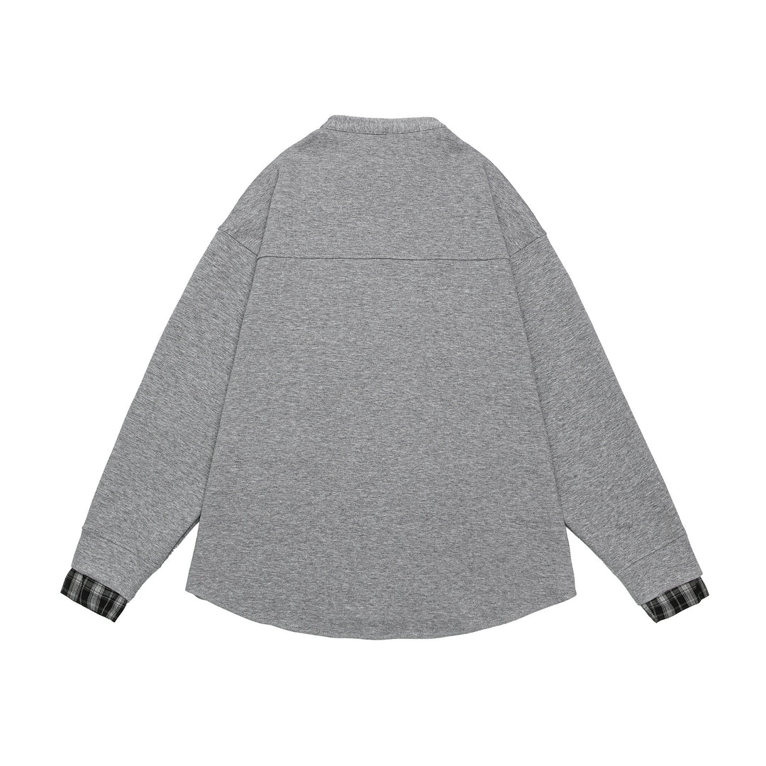 Unisex Oversize-Sweatjacke im Hemdjacken-Look mit Stehkragen Shop Nory