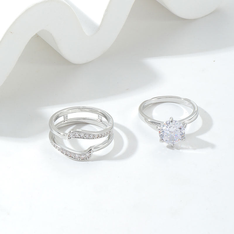 Damen Funkelnder 3-reihiger Ring mit Kristall-Elementen Shop Nory