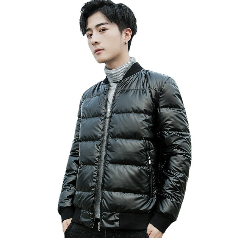 Herren gesteppte glänzende Thermo-Bomberjacke mit leichter Isolierung und gerippten Bündchen Shop Nory