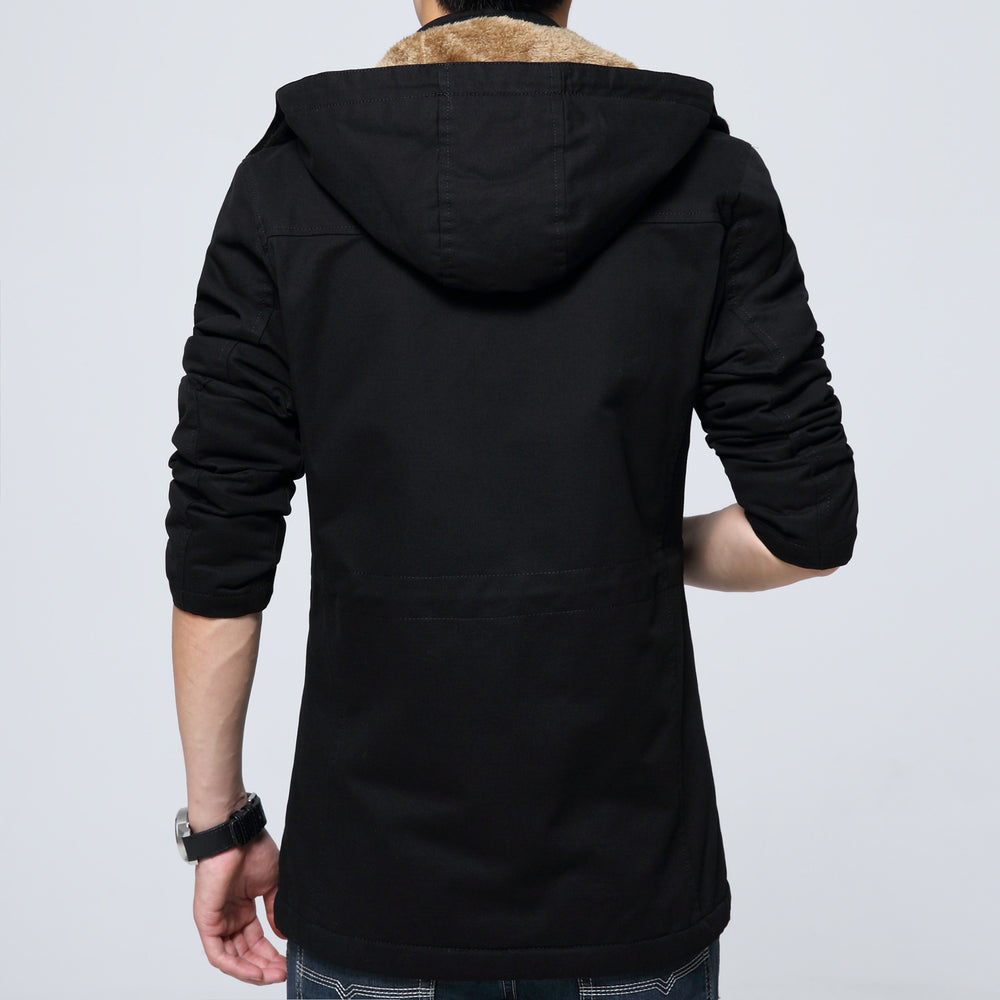 Herren Kapuzenparka mit Teddyfutter, Utility-Taschen und Kordzug Shop Nory