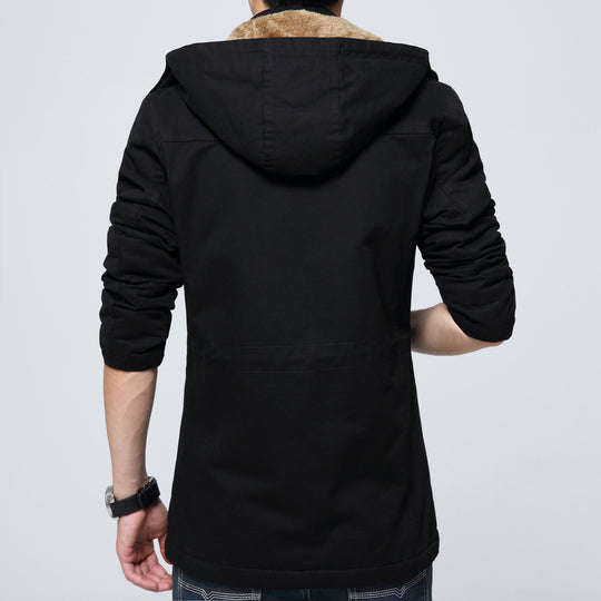 Herren Kapuzenparka mit Teddyfutter, Utility-Taschen und Kordzug Shop Nory