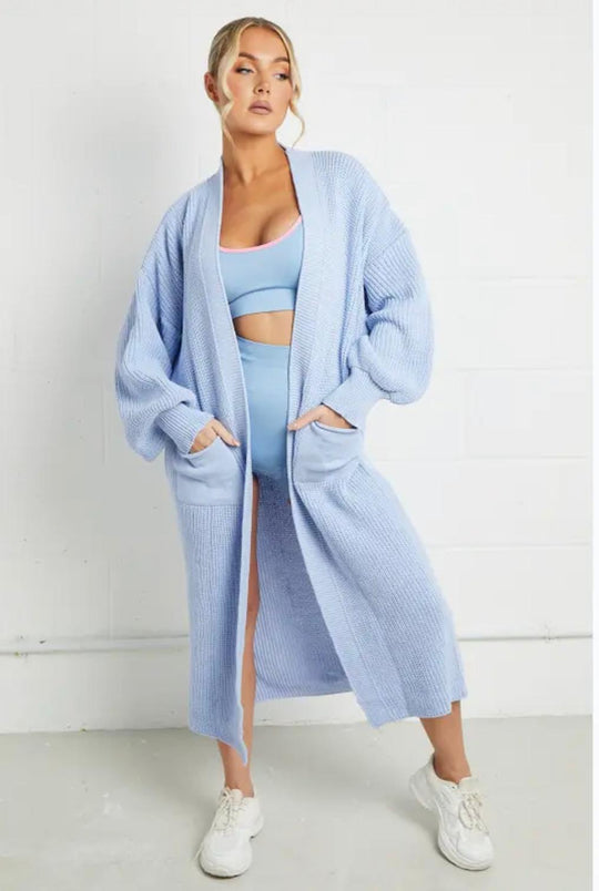 Damen Langer Strickmantel mit großzügigen Taschen