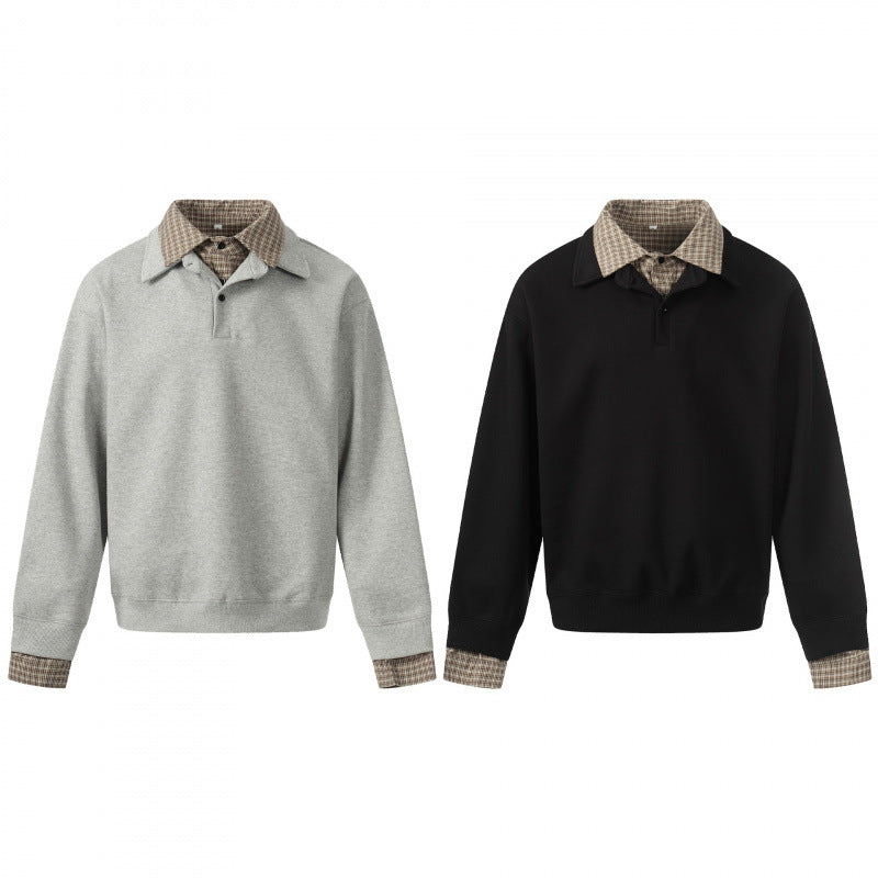 Herren Sweatshirt mit integriertem Hemdkragen und Layering‑Optik Shop Nory