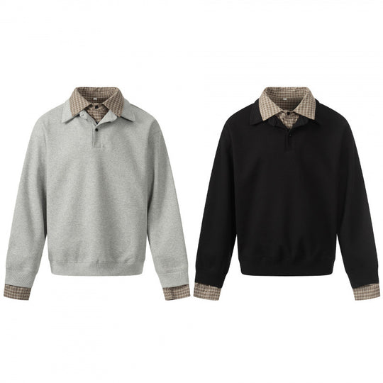 Herren Sweatshirt mit integriertem Hemdkragen und Layering‑Optik Shop Nory