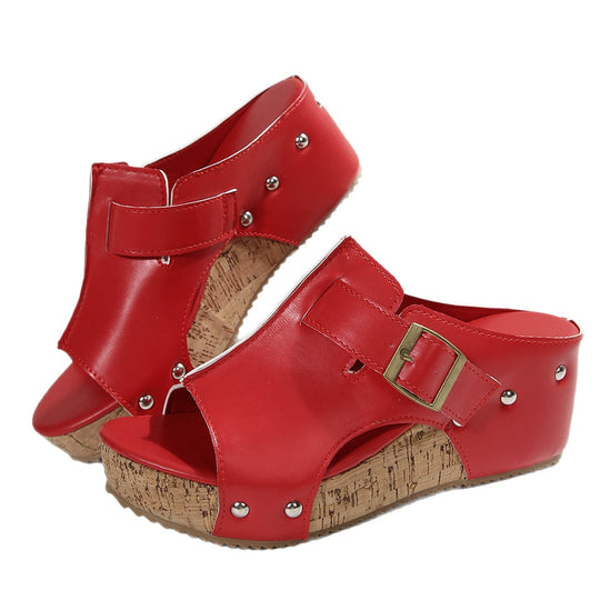 Damen modische Clogs mit verstellbarer Schnalle und korkähnlicher Sohle