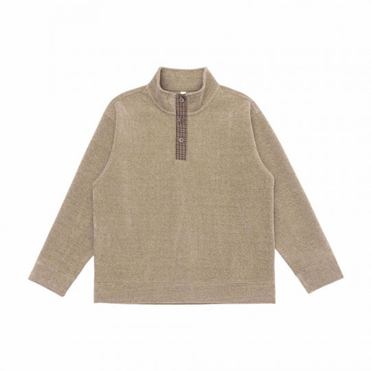 Unisex Boxy-Strickpullover mit halber Knopfleiste und Stehkragen Shop Nory