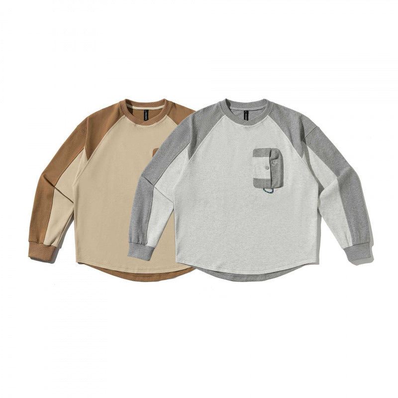 Unisex Oversize-Sweatshirt mit Raglanärmeln, zweifarbigen Einsätzen und Utility-Brusttasche Shop Nory