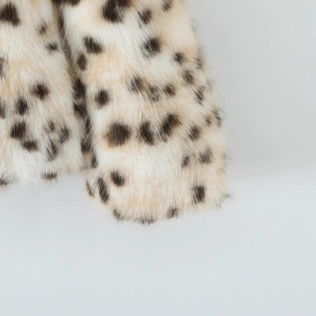 Damen langer Kunstfellmantel im Leopardenmuster mit Oversize-Schnitt Shop Nory