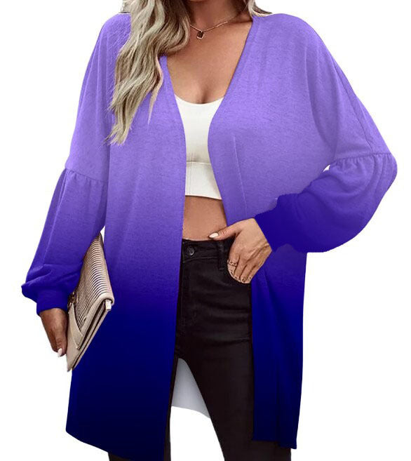 Damen Leichter Offener Longcardigan mit Federmotiv und Oversize-Ärmeln Shop Nory