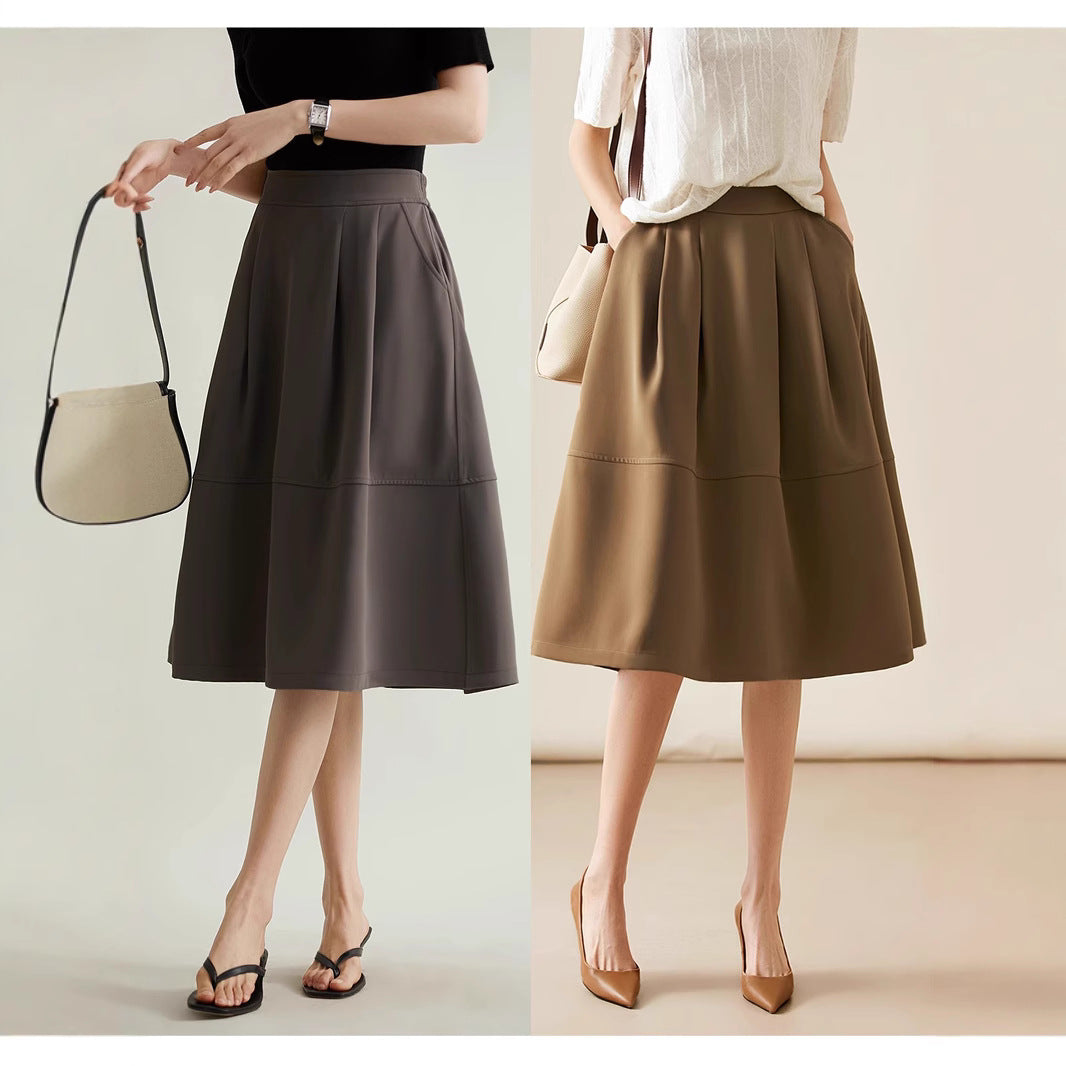 Damen Eleganter Midirock mit Falten und hohem Bund Shop Nory