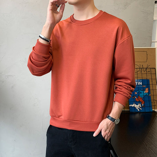 Herren Minimalistisches Rundhalsausschnitt-Sweatshirt aus Baumwollmix mit gerippten Bündchen Shop Nory