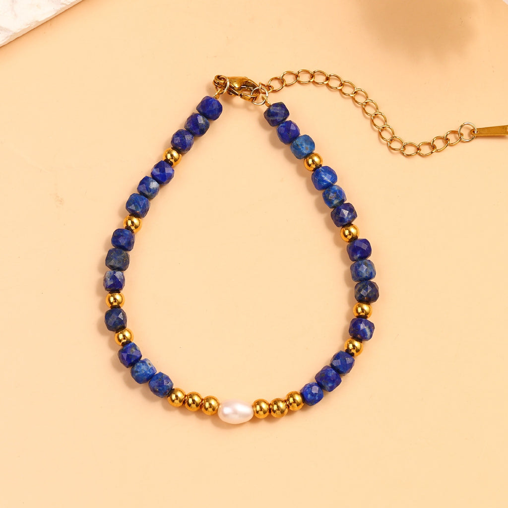 Damenarmband mit Lapislazuli und Perle Shop Nory