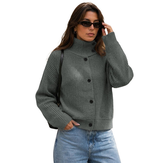 Damen Casual Strickjacke mit hohem Kragen Shop Nory