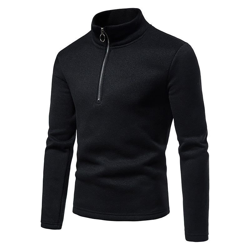 Herren Feinstrick-Halbzip-Pullover mit Stehkragen und melierter Struktur Shop Nory