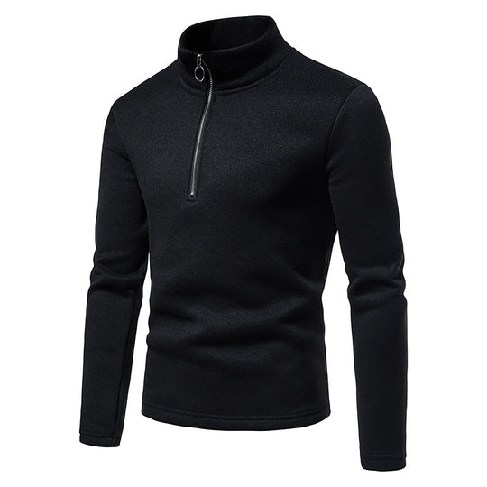 Herren Feinstrick-Halbzip-Pullover mit Stehkragen und melierter Struktur Shop Nory