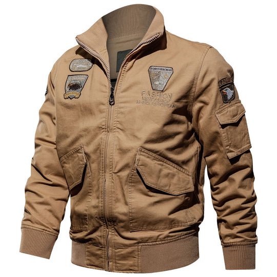 Herren Military-Canvas Bomberjacke mit Stickpatches und Ärmeltasche Shop Nory
