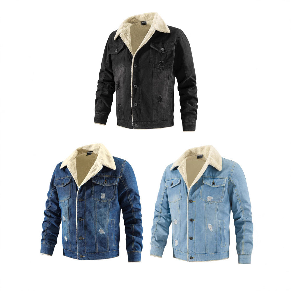Herren Denimjacke mit Teddyfutter im Used-Look und Knopfleiste Shop Nory