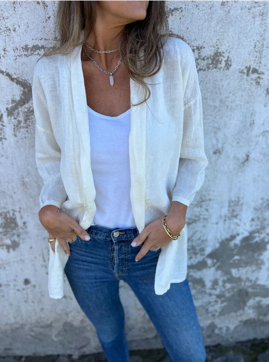 Damen lässige Sommerjacke aus leichtem Leinen