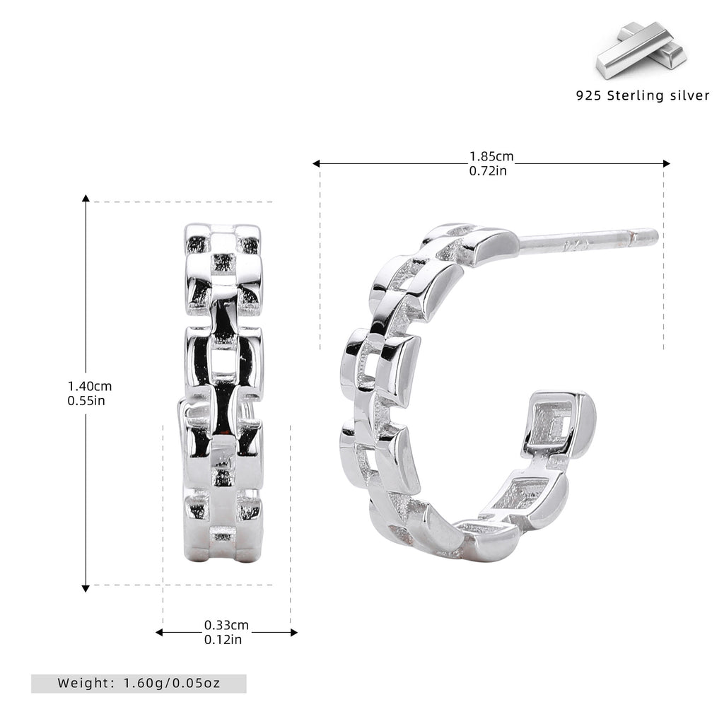 Damen Creolen im modernen Ketten-Design aus hochwertigem 925 Sterling Silber Shop Nory