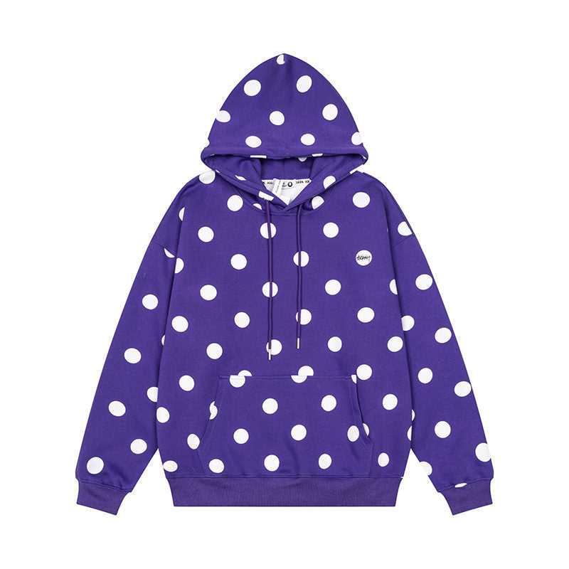 Damen Oversize-Kapuzenpullover mit Polka-Dot-Allover und Kängurutasche Shop Nory