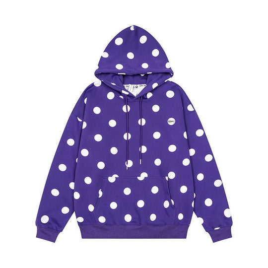 Damen Oversize-Kapuzenpullover mit Polka-Dot-Allover und Kängurutasche Shop Nory