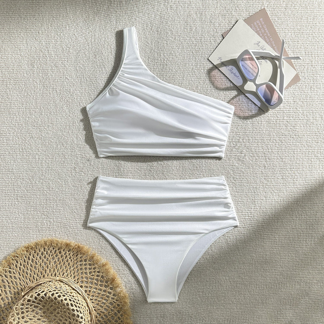 Damen Hochgeschnittenes Bade-Set mit asymmetrischem Oberteil