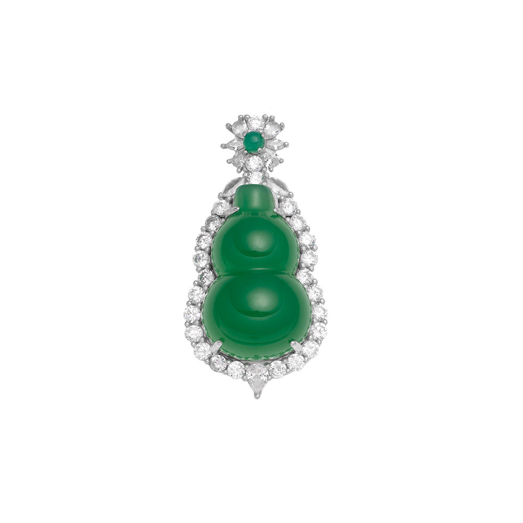 Damen Anhänger mit exotischem Jade-Design und funkelnden Zirkonia Shop Nory