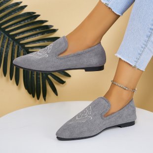 Damen Bestickte Velours-Loafer mit spitzer Zehenpartie und rutschfester Gummisohle Shop Nory