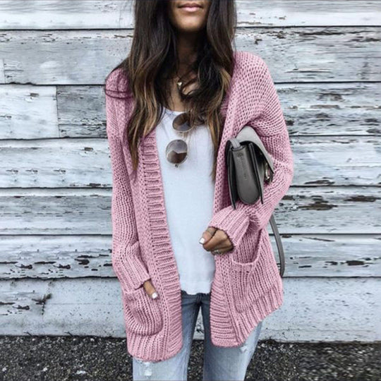 Damen Grobstrick-Cardigan mit lässigem Schnitt und praktischen Taschen