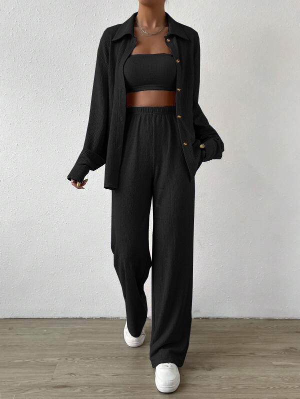 Damen Zweiteiliges Lounge-Set mit Oberteil und weiter Hose