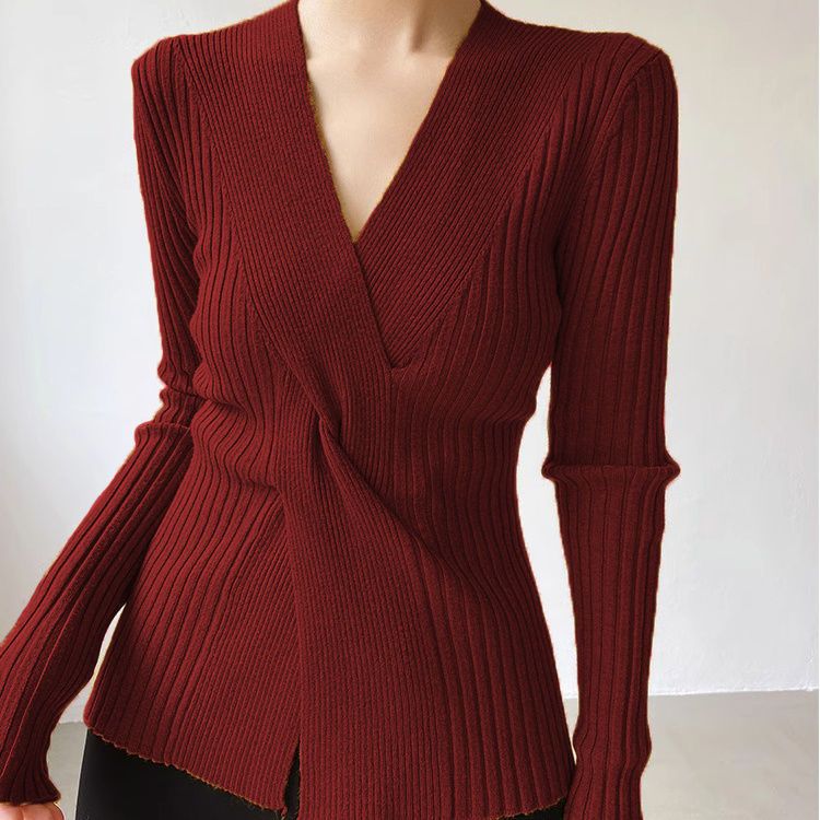 Damen Elegante Wickelstrickjacke Shop Nory