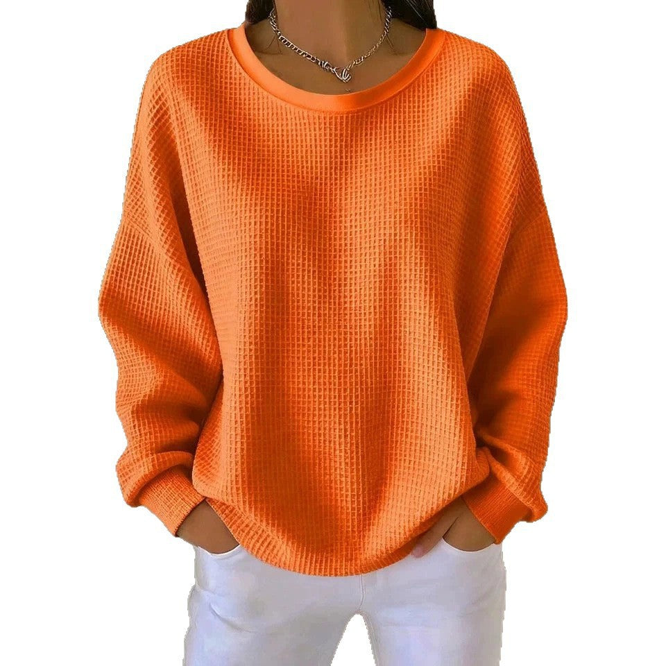 Damen Oversize Waffelstrick-Sweatshirt mit Rundhalsausschnitt Shop Nory