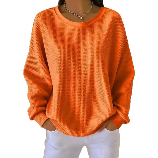 Damen Oversize Waffelstrick-Sweatshirt mit Rundhalsausschnitt Shop Nory