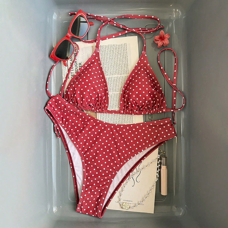 Damen Triangel-Bikini mit dekorativen Punkten Shopnory