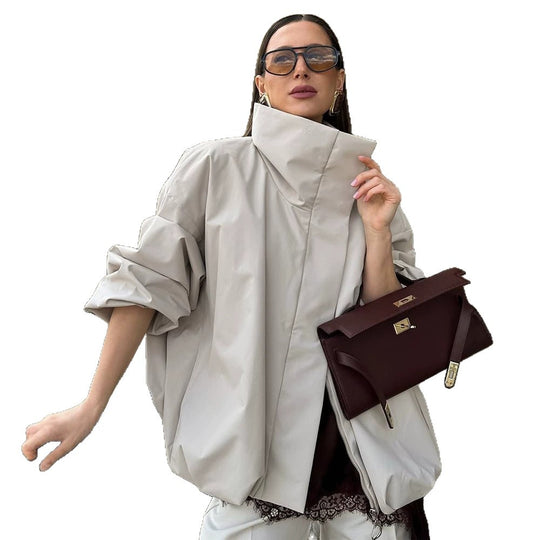 Damen Boxy-Kurzsteppjacke mit hohem asymmetrischem Stehkragen Shop Nory