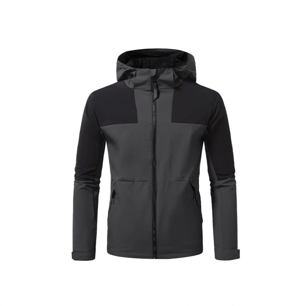 Herren Windbreaker Jacke mit verstellbarem Kapuzenkragen und seitlichen Taschen