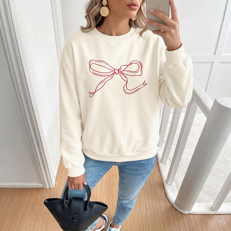 Damen Oversize-Sweatshirt mit gesticktem Schleifen-Motiv und Rundhalsausschnitt Shop Nory