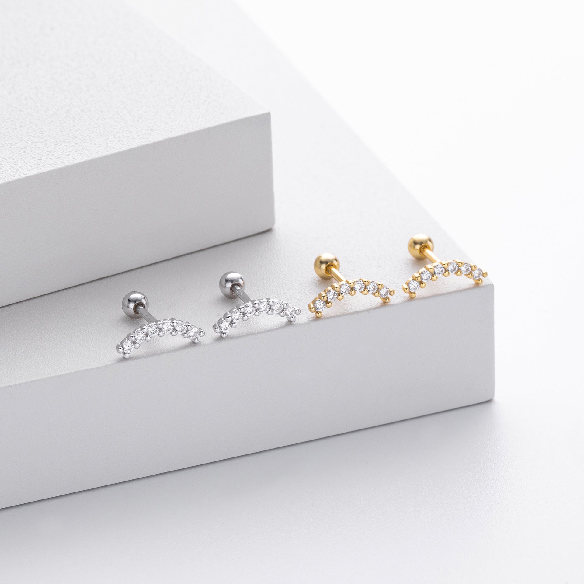 Damen Ohrstecker mit eleganter Bögen-Design aus 925 Sterling Silber Shop Nory