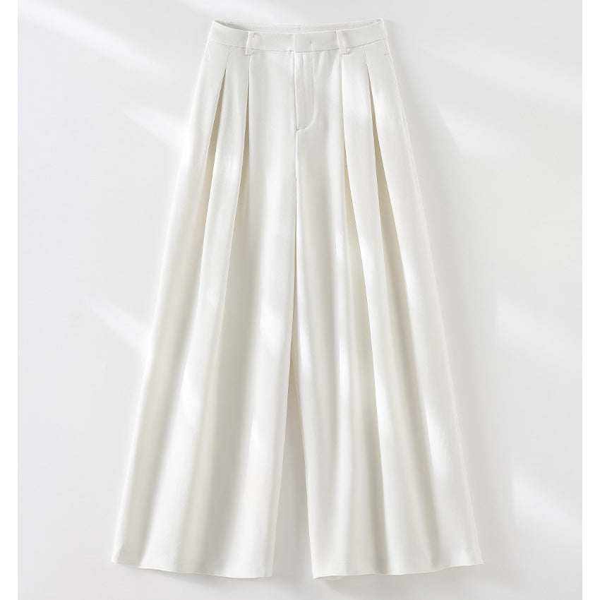 Damen Hochtaillierte Palazzohose mit Kellerfalten und fließender Crêpe-Qualität Shop Nory