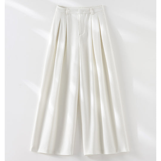 Damen Hochtaillierte Palazzohose mit Kellerfalten und fließender Crêpe-Qualität Shop Nory