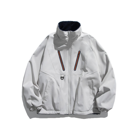 Unisex Leichte Tech-Softshell-Jacke mit Stehkragen, wasserabweisender Membran und Utility-Taschen Shop Nory