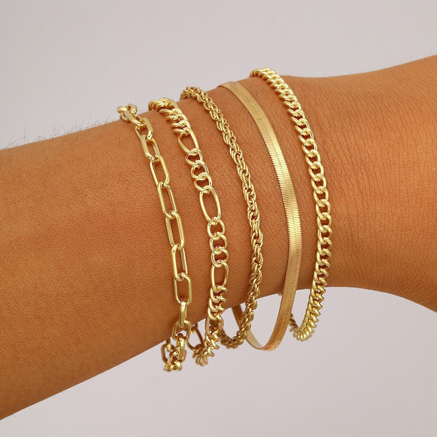 Damen Armreifen-Set mit funkelnden Zirkonia und eleganten Kettendesigns Shop Nory