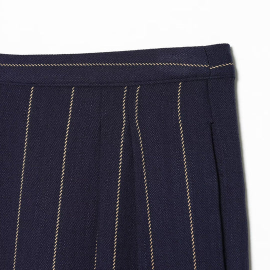 Damen Weitgeschnittene Nadelstreifen-Hose mit hohem Bund und Bügelfalte Shop Nory