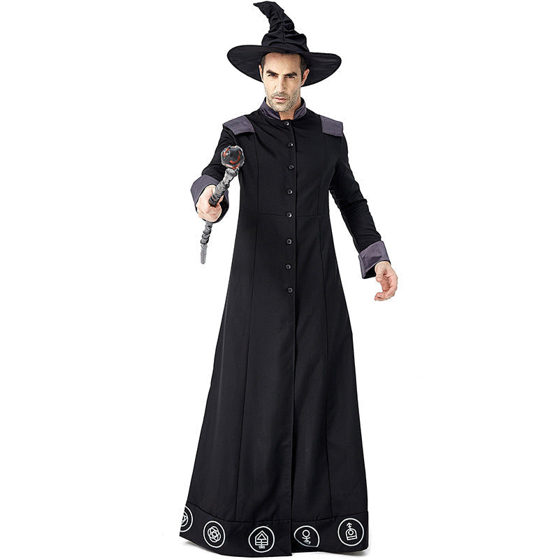 Herren Zaubererkostüm mit detaillierten Symbolen und elegantem Umhang Shop Nory