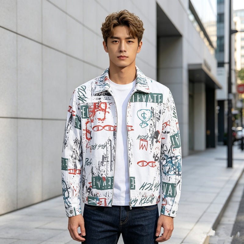 Herren Modische Jacke mit grafischen Prints Shop Nory