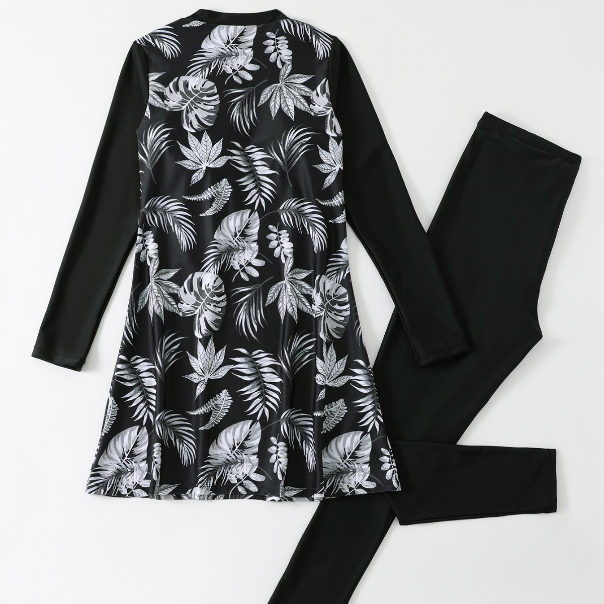 Damen Langarm Schwimmdress und Leggings Set