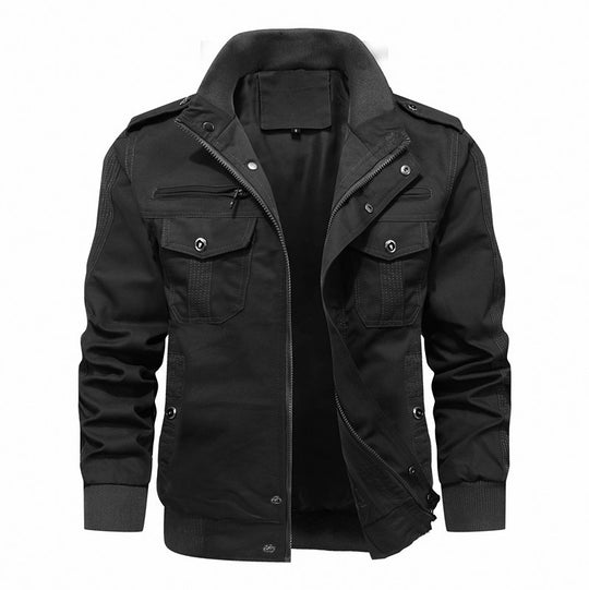 Herren Canvas-Fieldjacke mit Mehrfachtaschen, Stehkragen und Rippbündchen Shop Nory