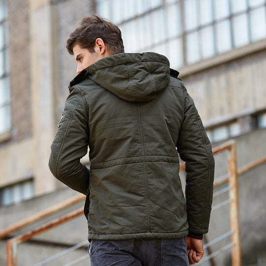 Herren gesteppte Feldjacke mit Kapuze Patch-Details und Thermofutter Shop Nory