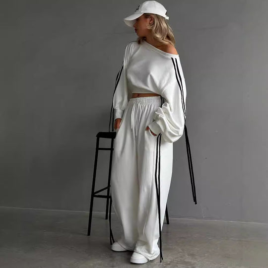 Damen nan weite Relax-Freizeithose mit Tunnelzug, elastischem Komfortbund und seitlichen Ziernähten Shop Nory