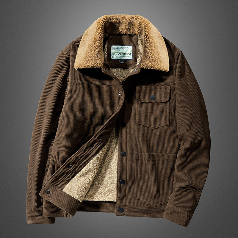 Herren Kordjacke mit Teddyfutter, thermisch gefütterte Worker-Jacke Shop Nory